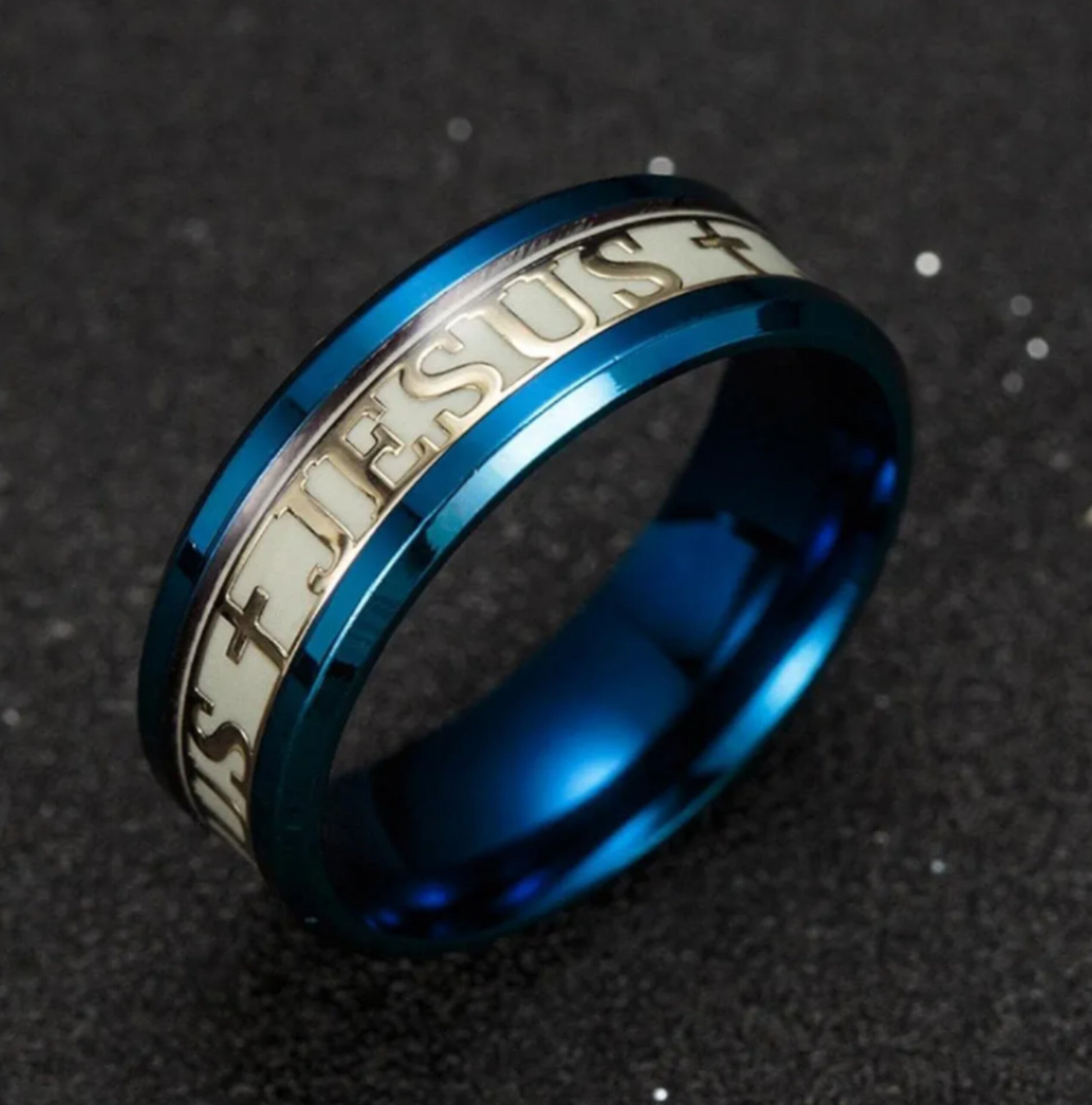 Bague en acier inoxydable chrétienne