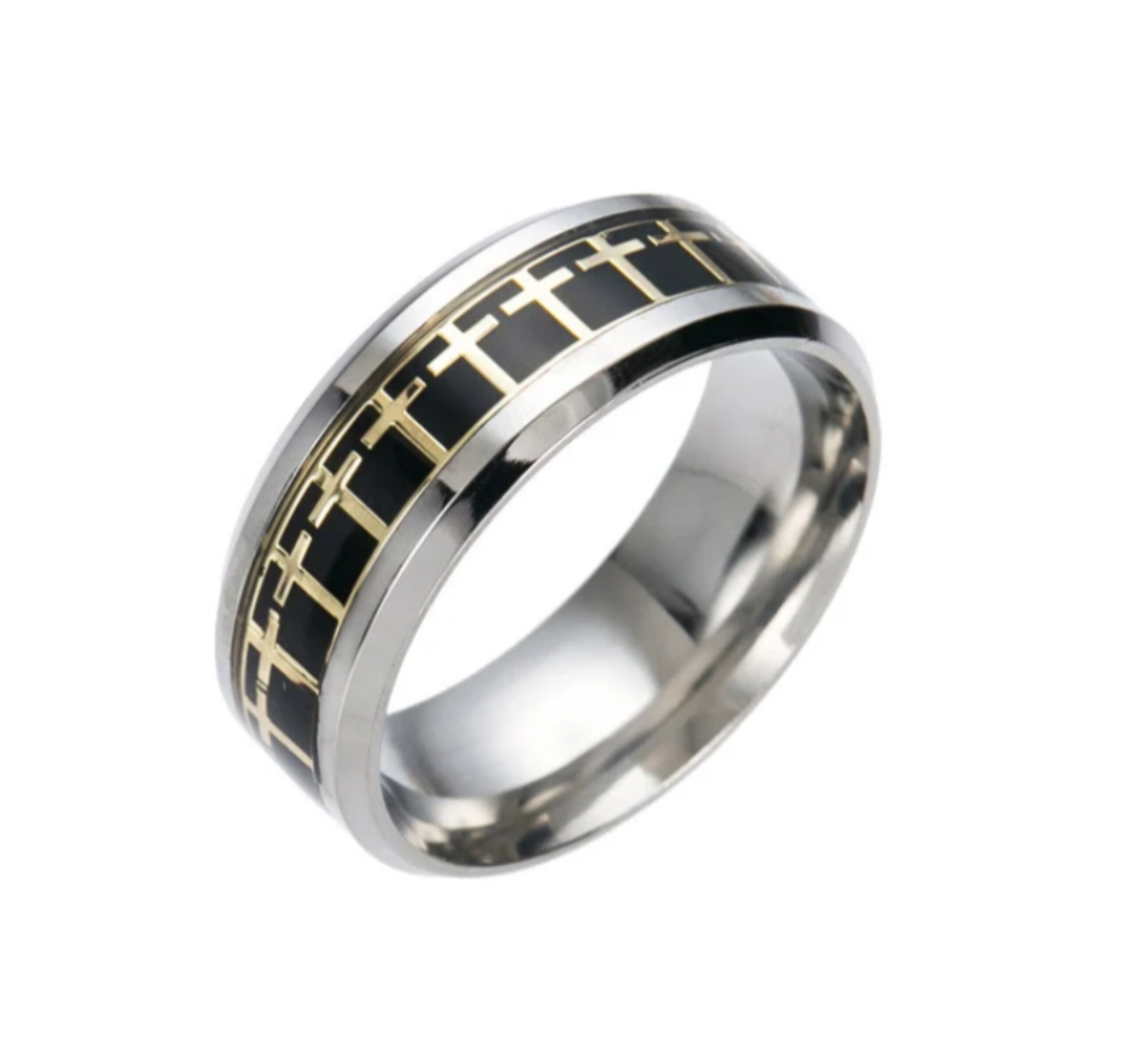 Bague en acier inoxydable chrétienne