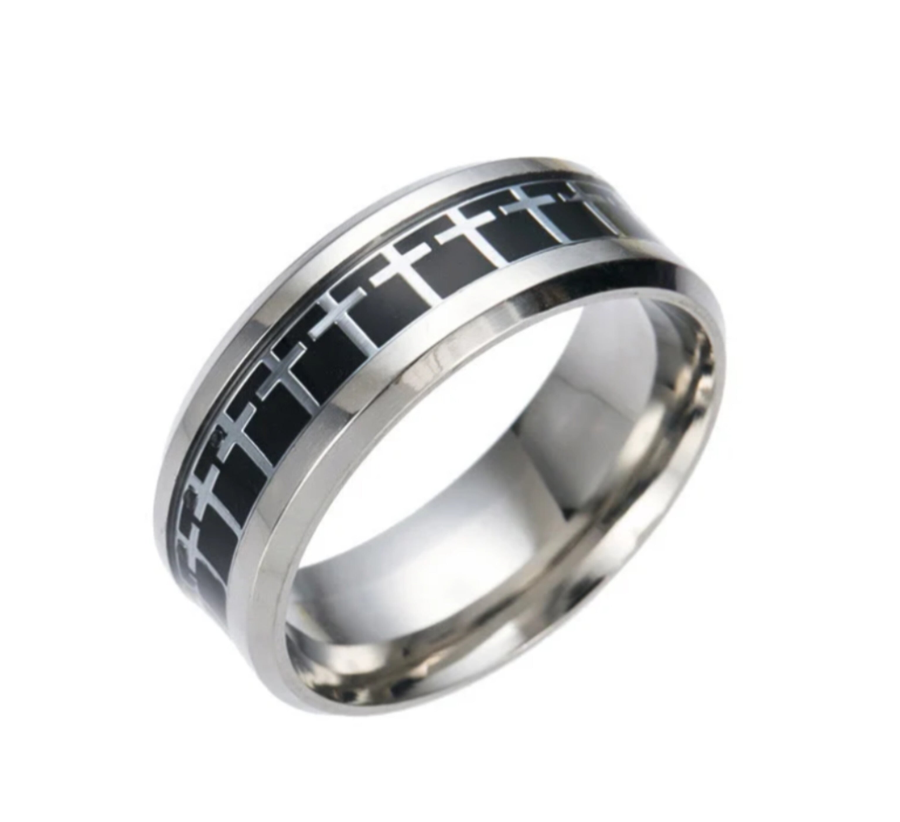 Bague en acier inoxydable chrétienne