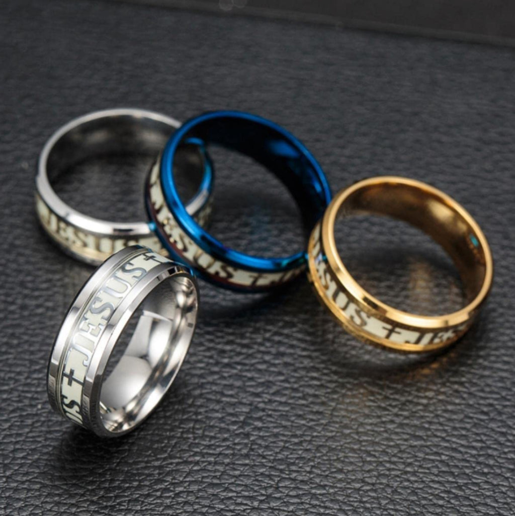 Bague en acier inoxydable chrétienne