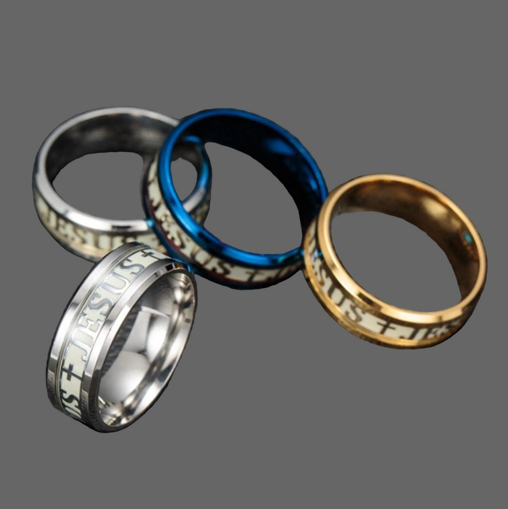 Bague en acier inoxydable chrétienne