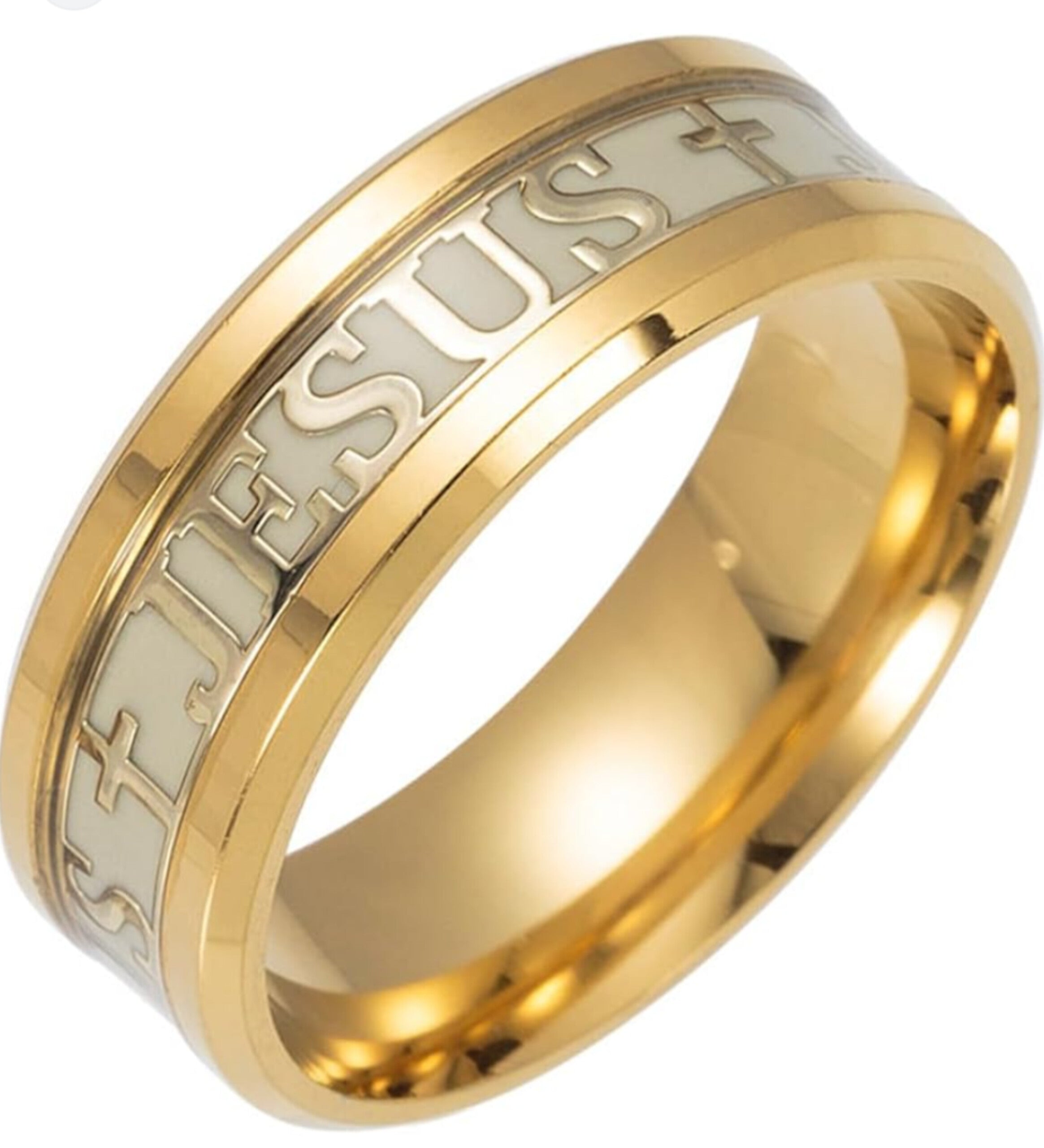 Bague en acier inoxydable chrétienne