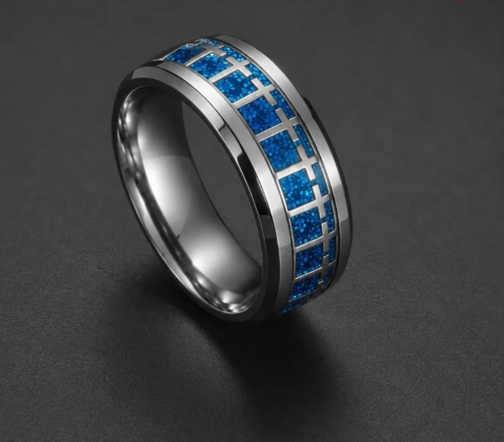 Bague en acier inoxydable chrétienne