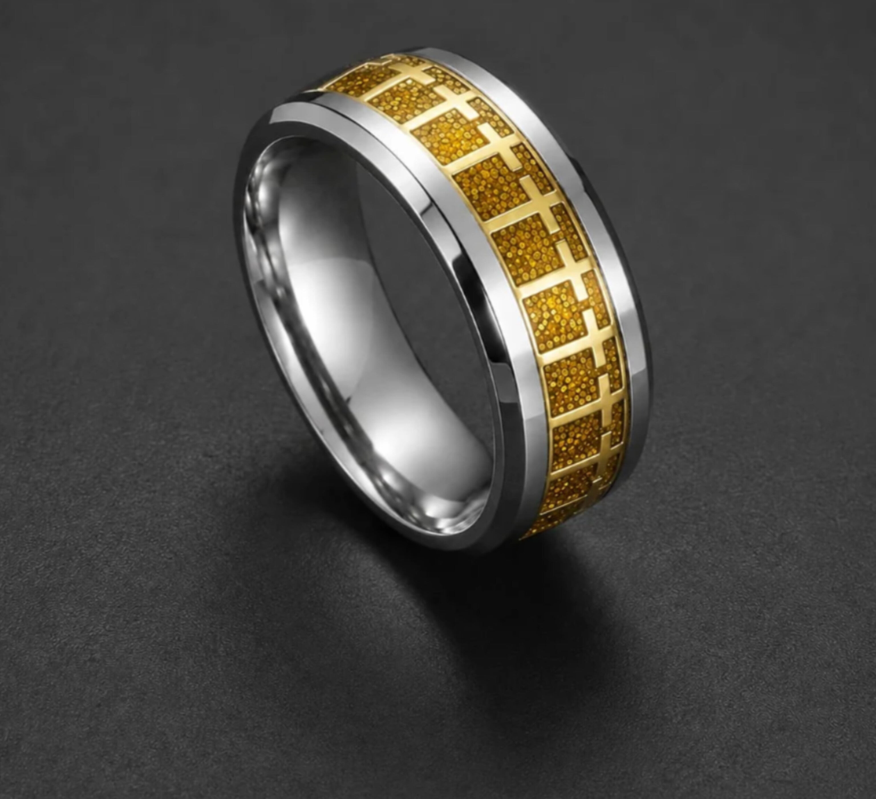 Bague en acier inoxydable chrétienne