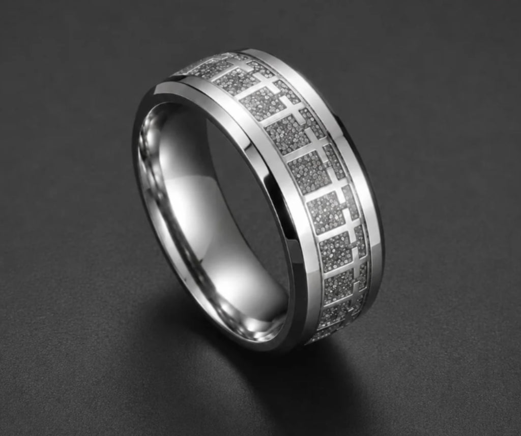 Bague en acier inoxydable chrétienne
