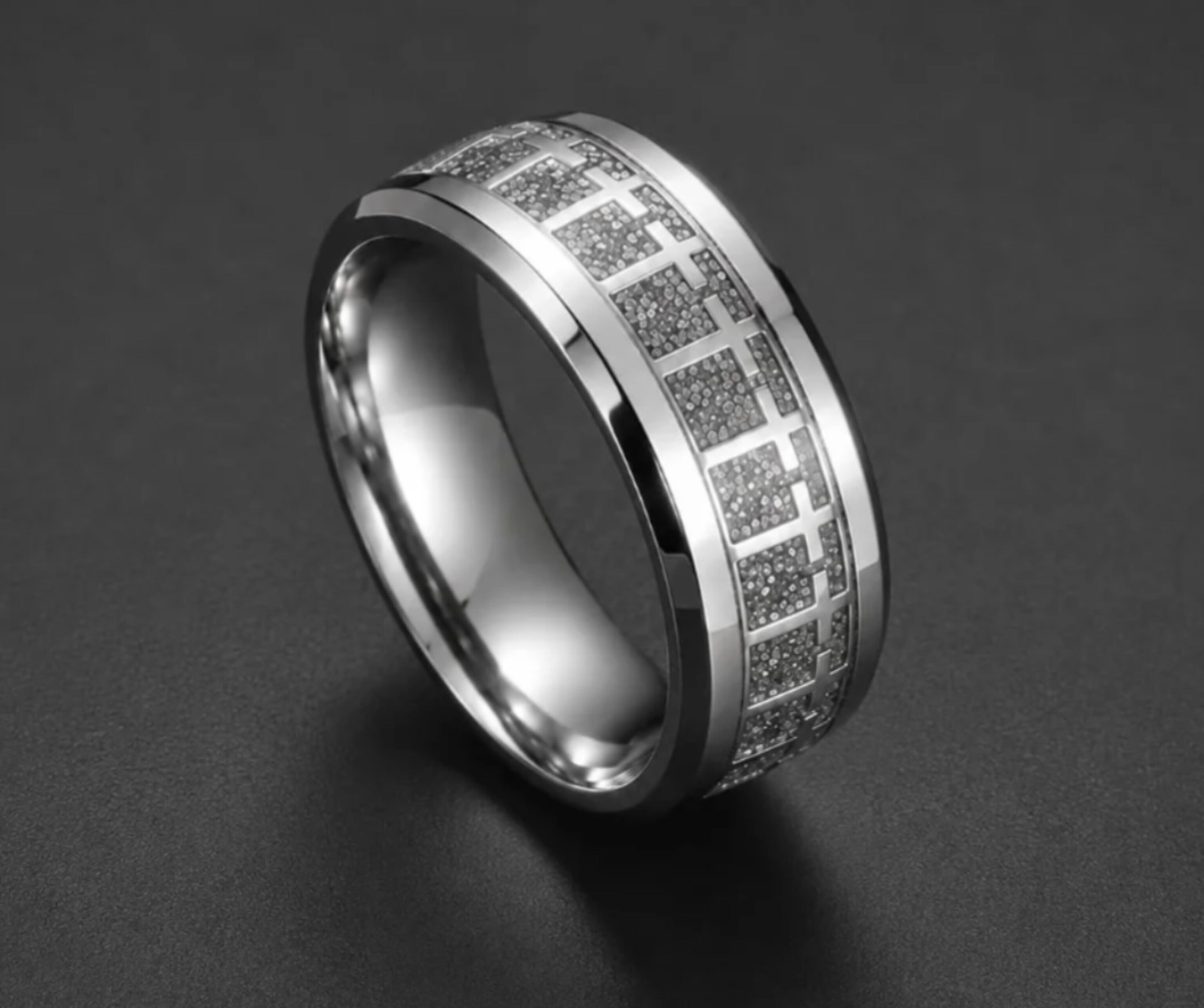 Bague en acier inoxydable chrétienne