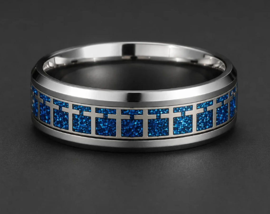 Bague en acier inoxydable chrétienne